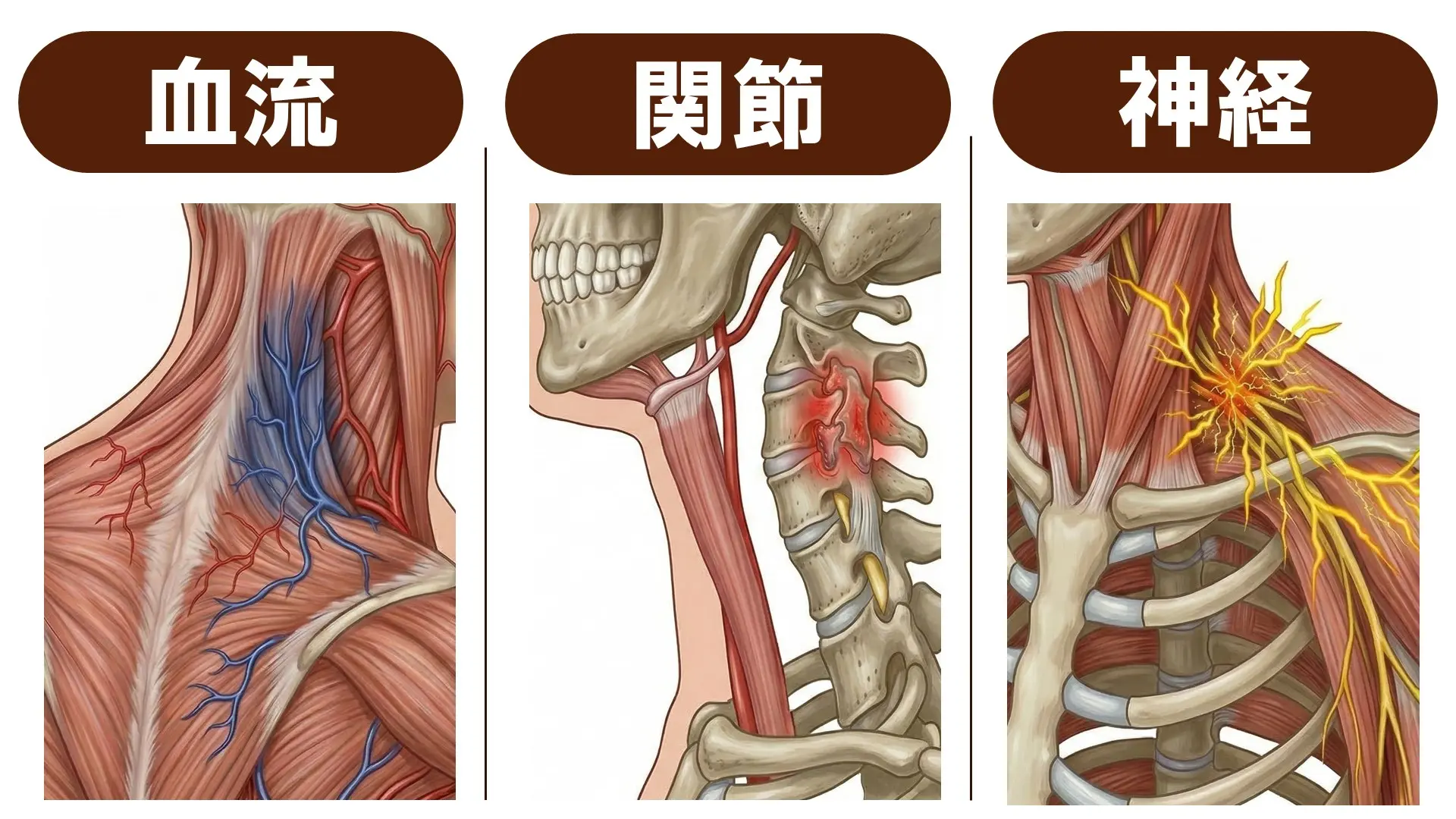 寝違えについて。急に起きたように見えても、首肩にたまった負担