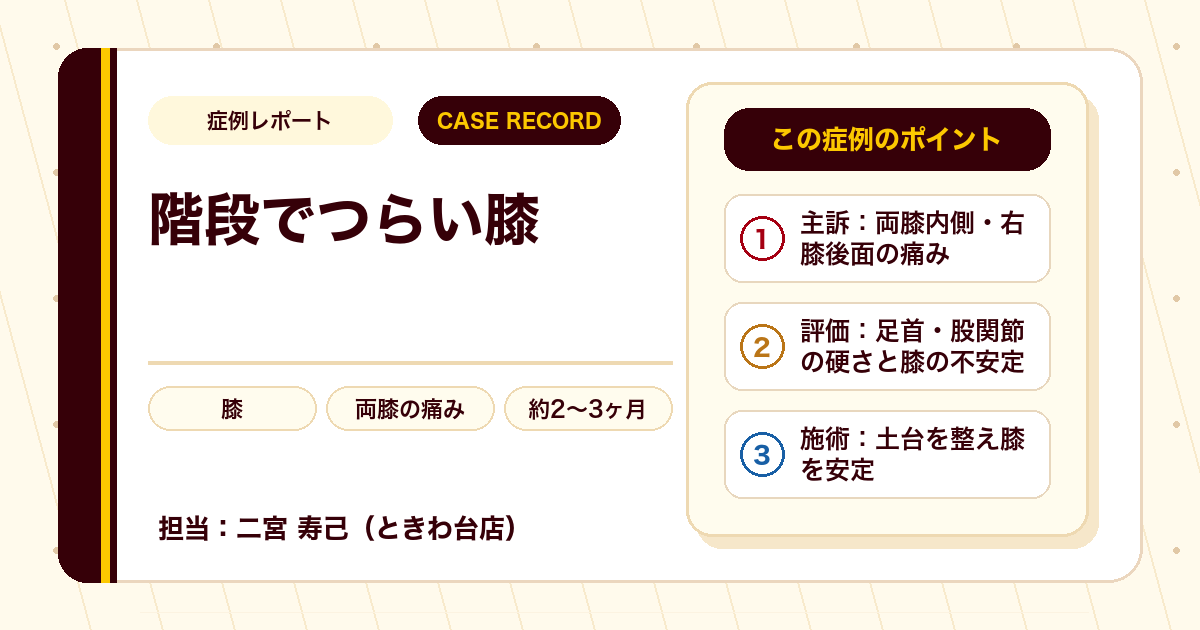 階段がつらかった膝の痛みが楽になった例
