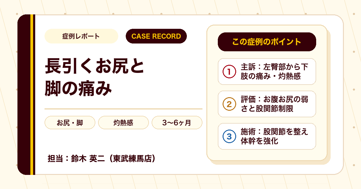長く続いたお尻〜脚の灼熱感・しびれがやわらいだ例