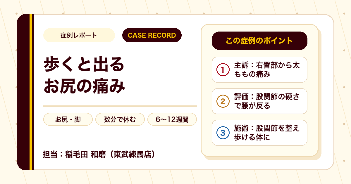 数分歩くと痛んだ足が歩きやすくなった例