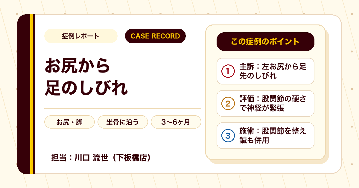 左お尻から足先のしびれが楽になった例