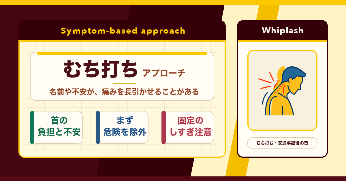 むち打ちは「名前」や不安で長引くことがある。とんとんのむち打ちアプローチ