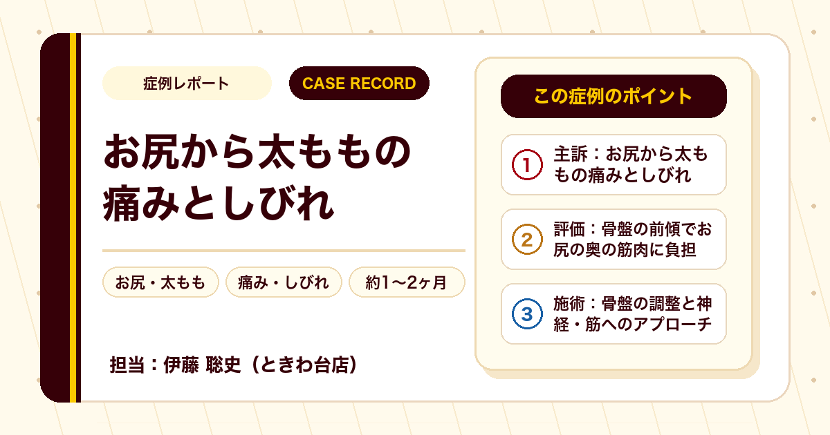 お尻から太もものしびれが楽になった例