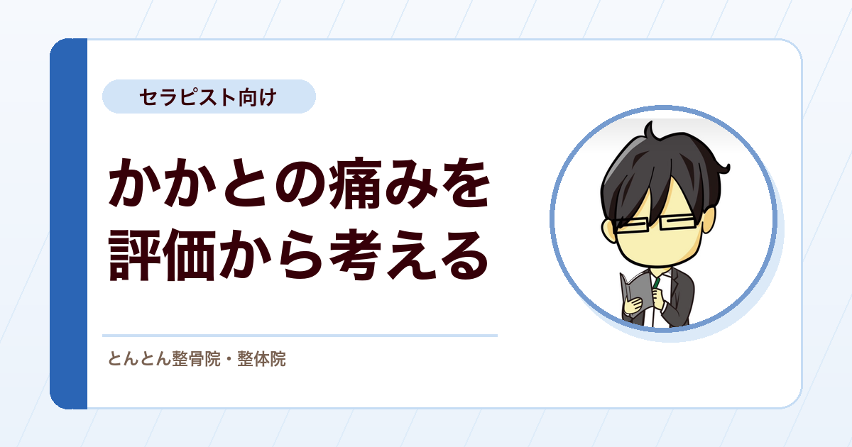 足底腱膜炎を評価する。付着部症としての病態と朝の第一歩痛、踵部痛の鑑別